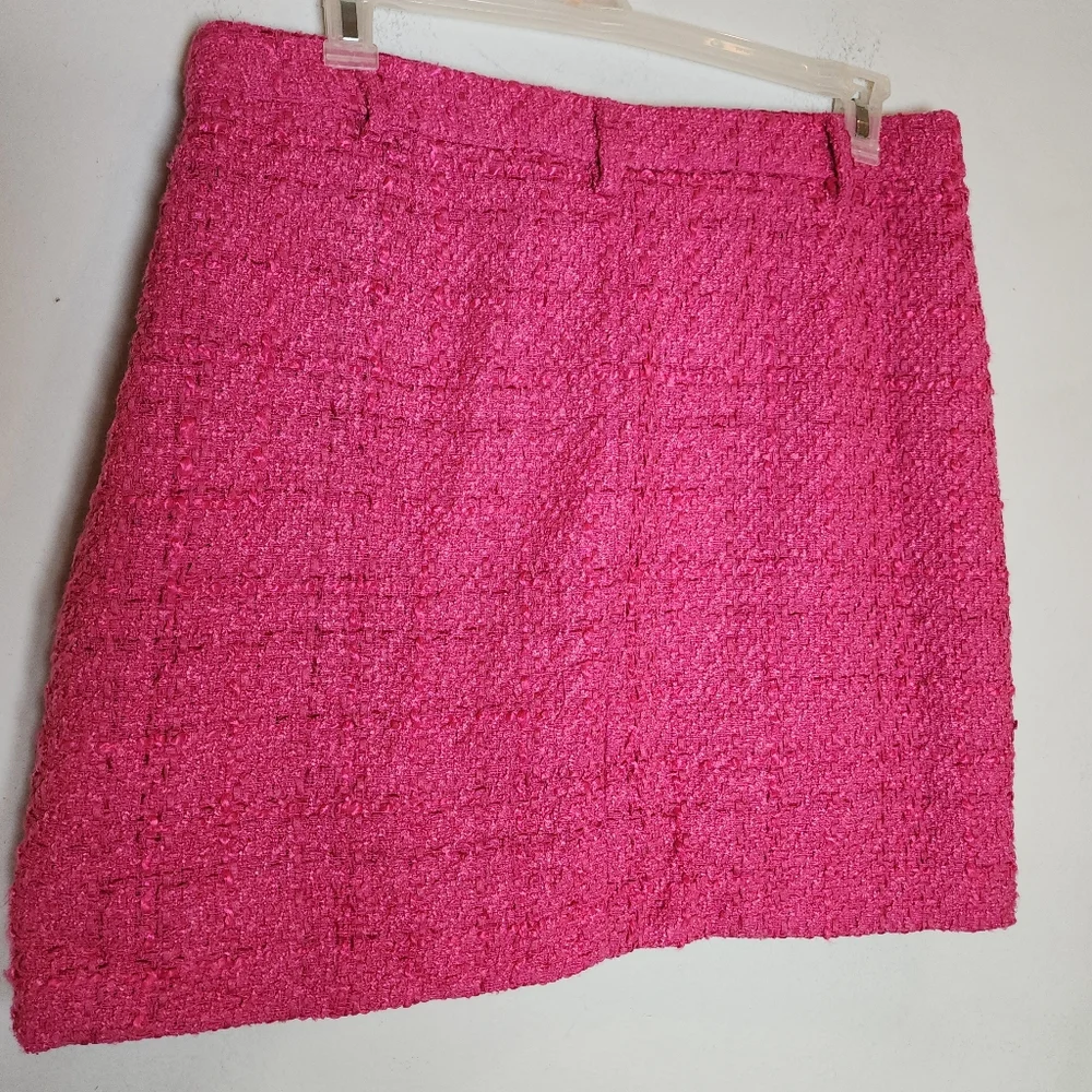 NWT Nine West Pink Tweed Mini Skirt Gold Buttons‎ Women's Size XL